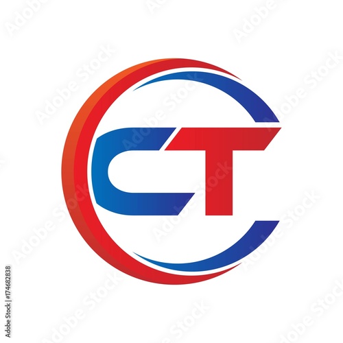 ct logo vector modern initial swoosh circle blue and red