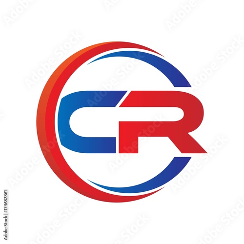 cr logo vector modern initial swoosh circle blue and red