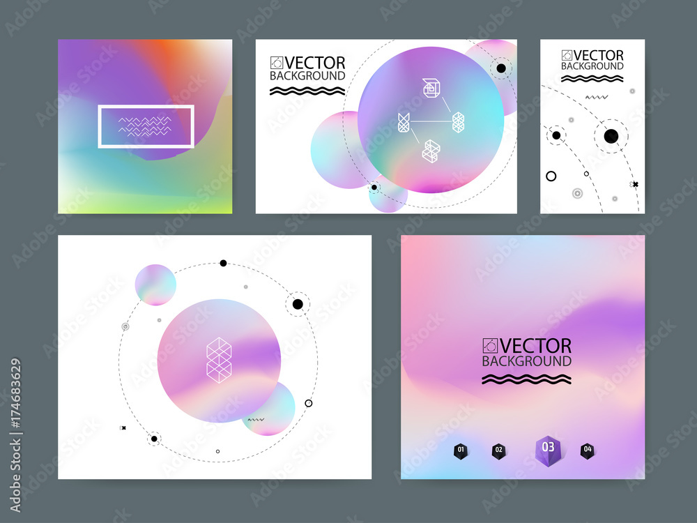 Fototapeta premium Geometric trendy illustration background, placard, hologram geometric style flat and 3d design elements. Retro art for covers, banners, flyers and posters.