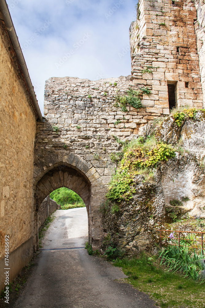 Rocamadour. Porte Cabilière sur la cité religieuse. Lot. Occitanie