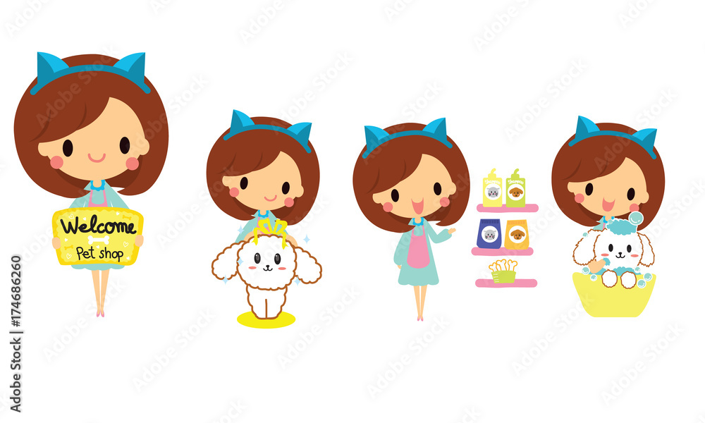 cute woman work at pets shop cute woman work at pets shop