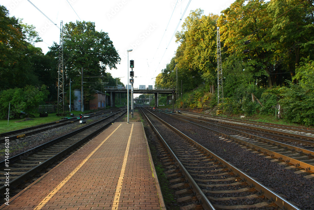 Railway train station.