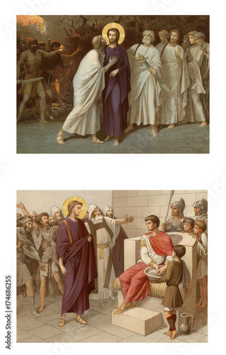 Canvastavla The Kiss Of Judas. Jesus and Pontius Pilat.