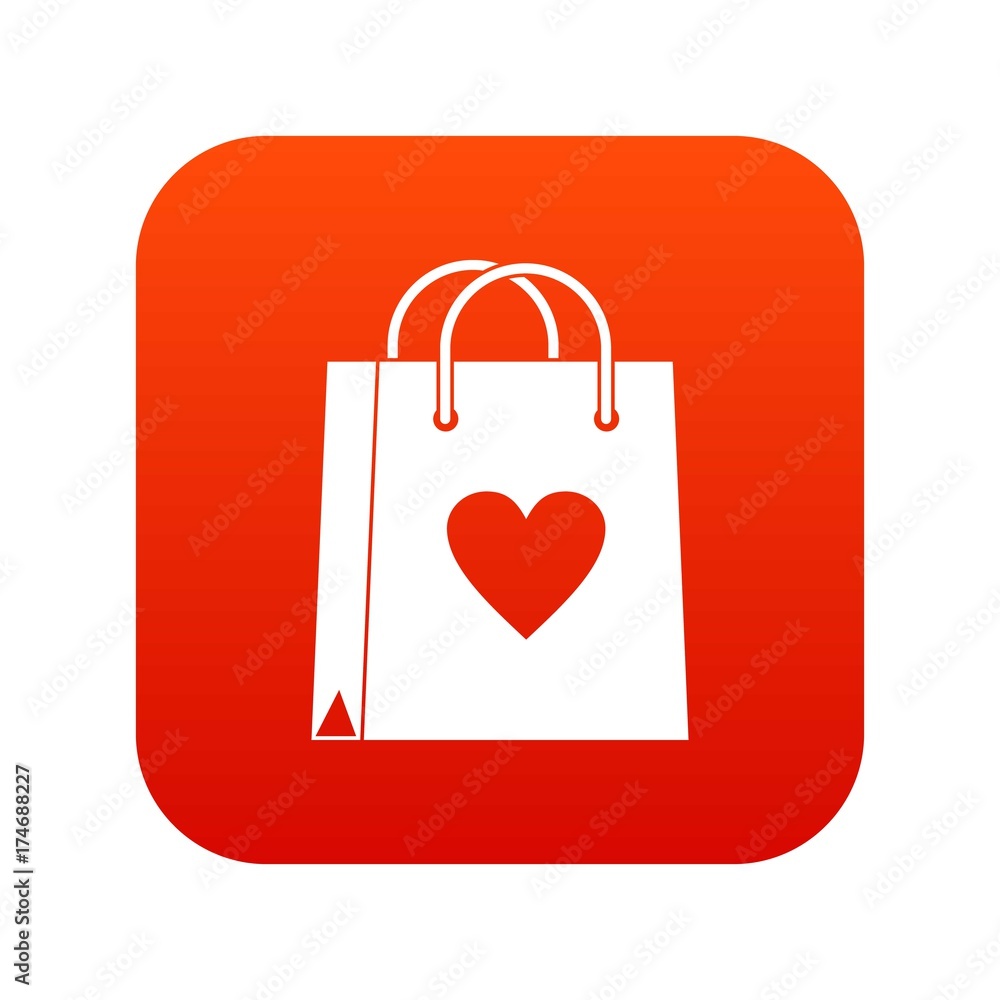 Shopping bag icon digital red Shopping bag icon digital red