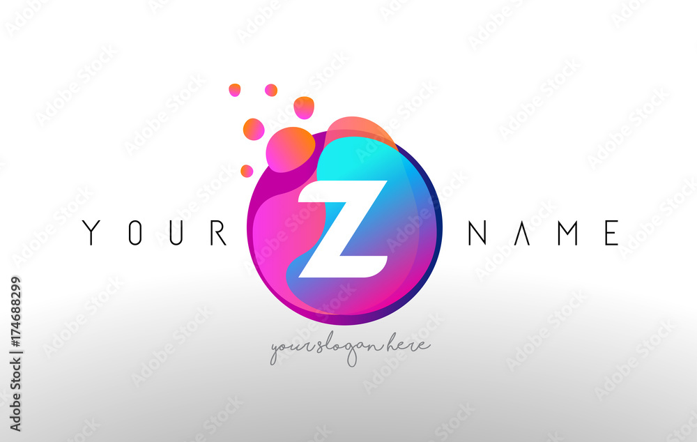Z Dots Letter Logo With Bubbles. A Letter Design Vector with Vibtant Blue Orange Magenta Colors Particles. Z Dots Letter Logo With Bubbles. A Letter Design Vector with Vibtant Blue Orange Magenta Colors Particles.