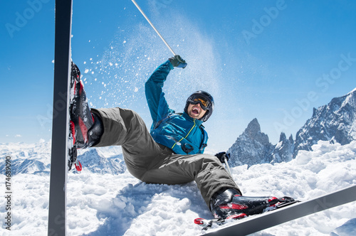 Man enjoying snow ski