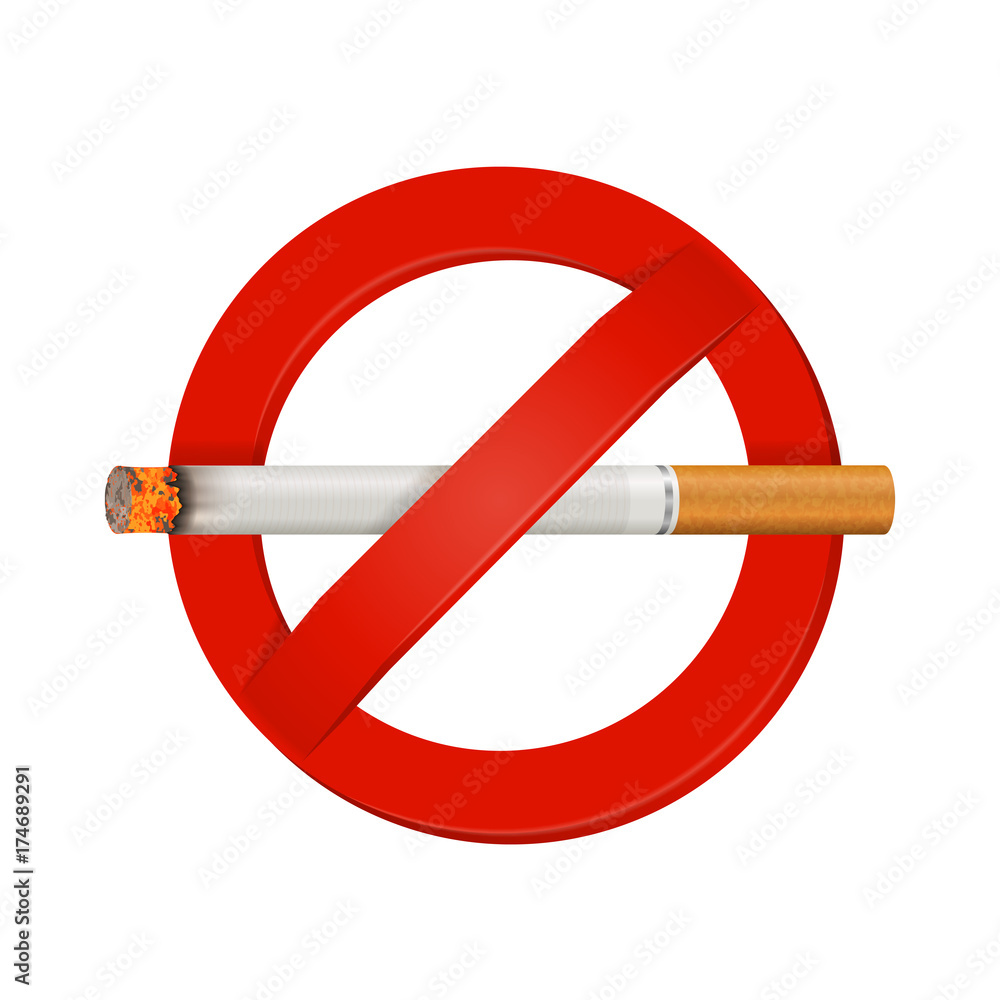 No Smoking Realistic Cigarette Sign No Smoking Realistic Cigarette Sign