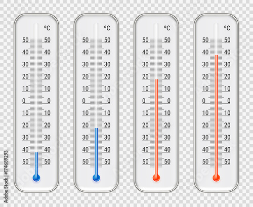 Meteorological Thermometers Different Levels Set