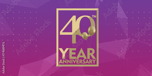 40 th year anniversary gold typography logo	