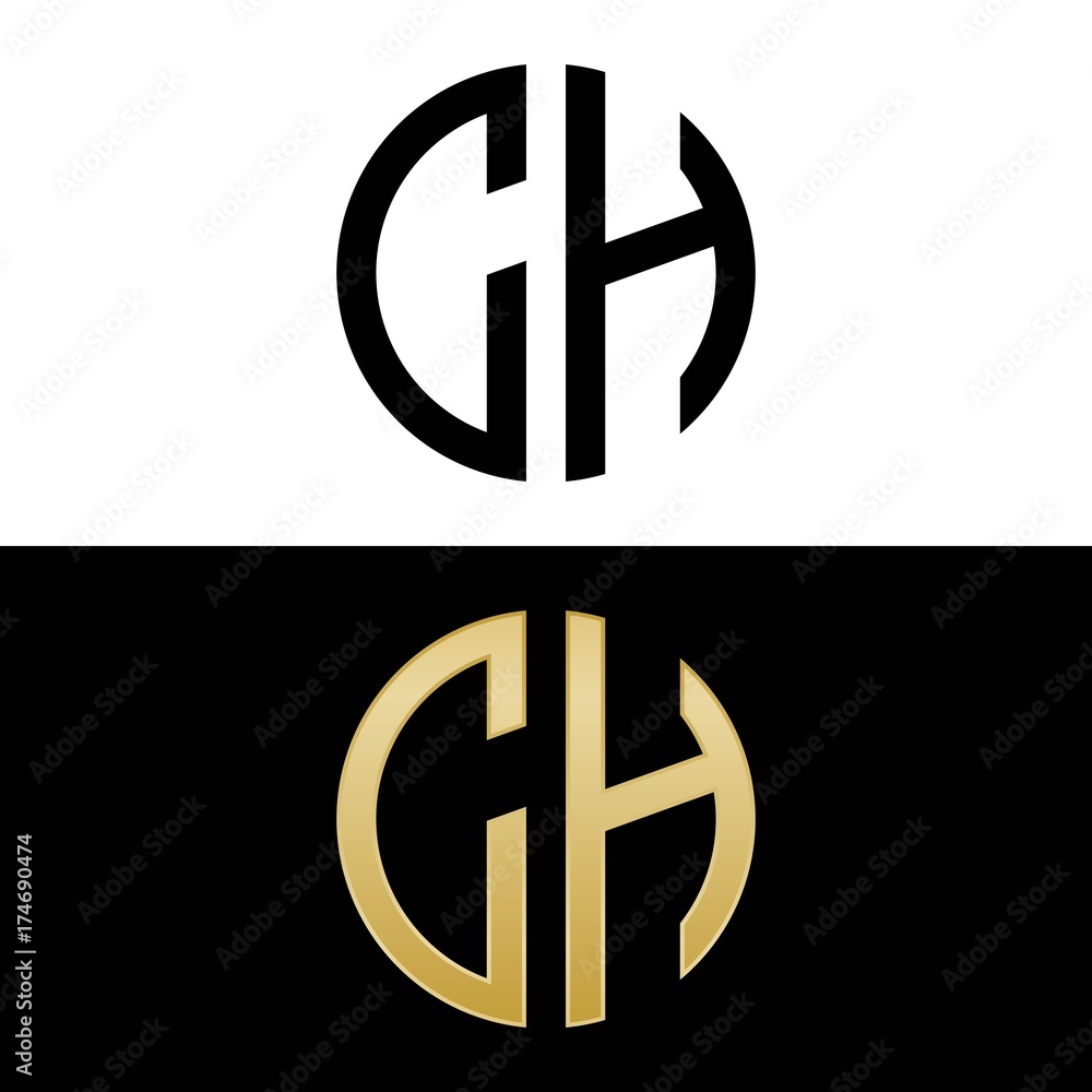 ch initial logo circle shape vector black and gold ch initial logo circle shape vector black and gold