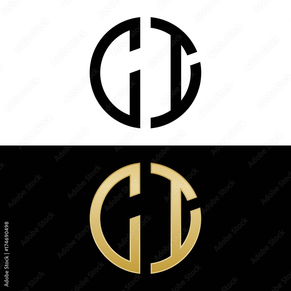ci initial logo circle shape vector black and gold ci initial logo circle shape vector black and gold