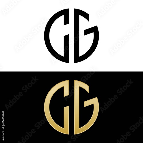 cg initial logo circle shape vector black and gold