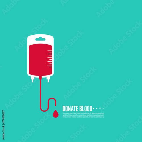 Abstract background with blood bag. Icon donation. Vector image help the sick and needy. dropper with drop