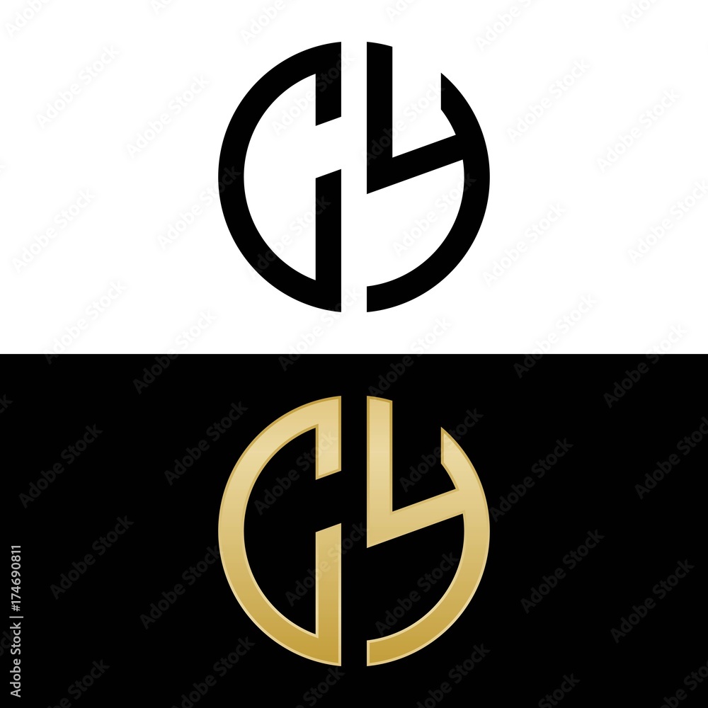cy initial logo circle shape vector black and gold cy initial logo circle shape vector black and gold