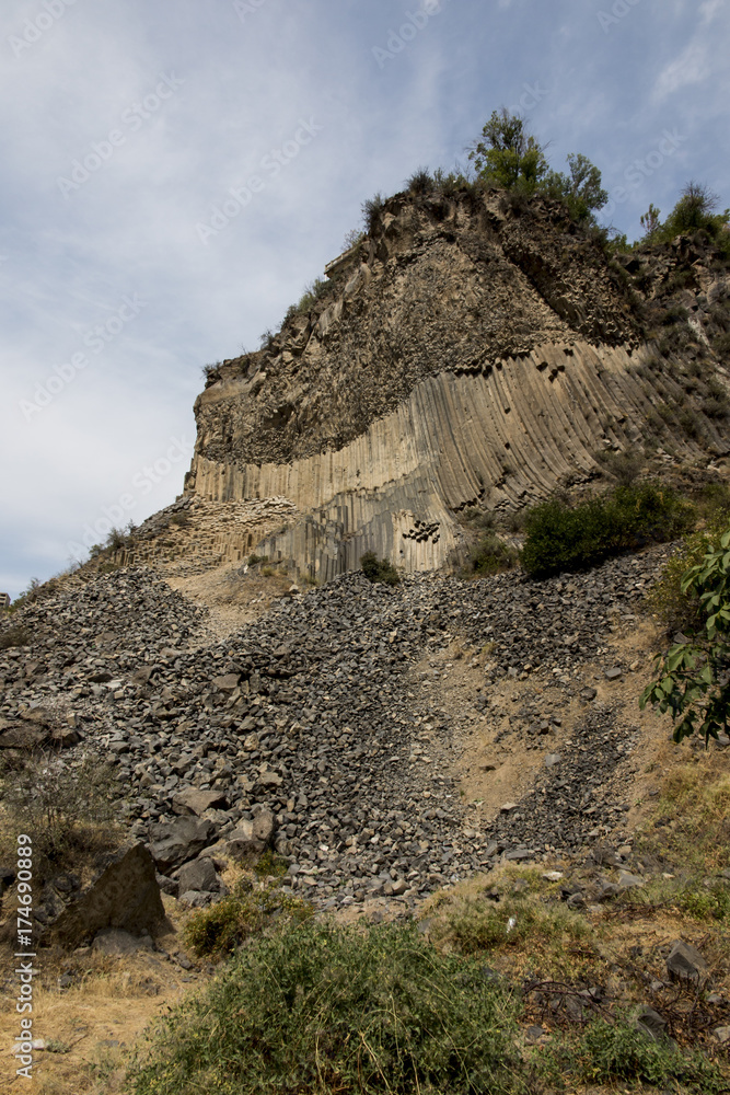 Rock formation basalt columns Symphony of the Stones near Garni, Armenia, Rock formation basalt columns Symphony of the Stones near Garni, Armenia,
