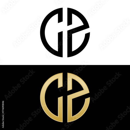 cz initial logo circle shape vector black and gold