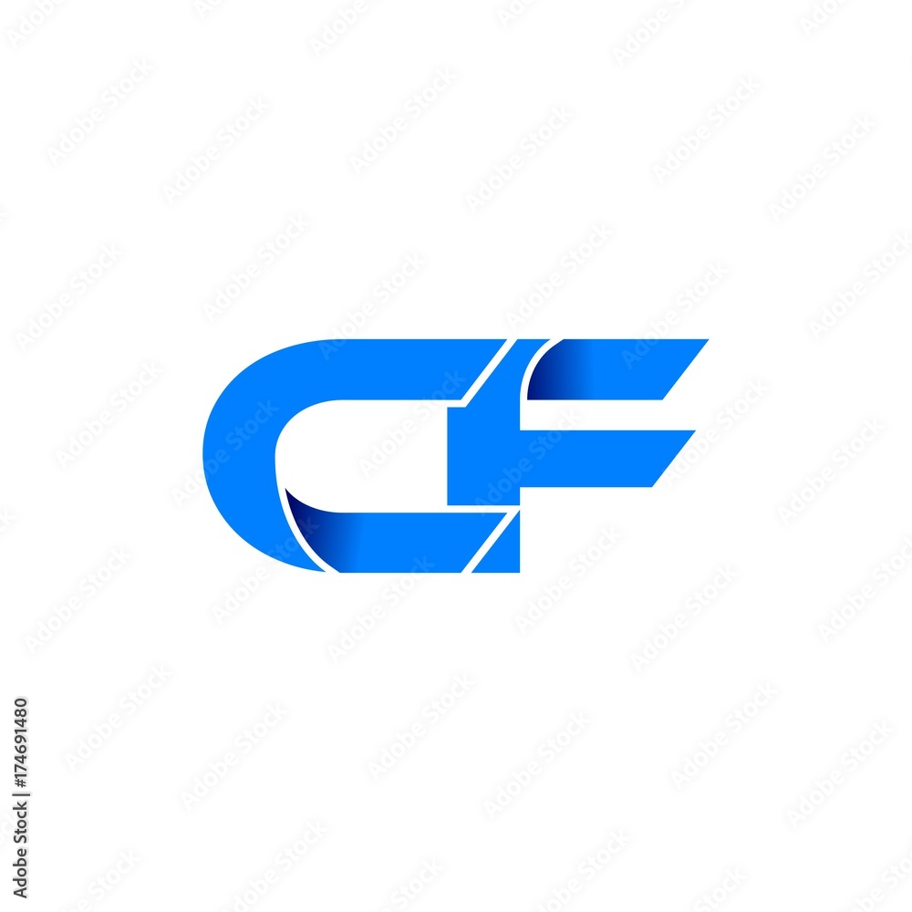 cf logo initial logo vector modern blue fold style cf logo initial logo vector modern blue fold style