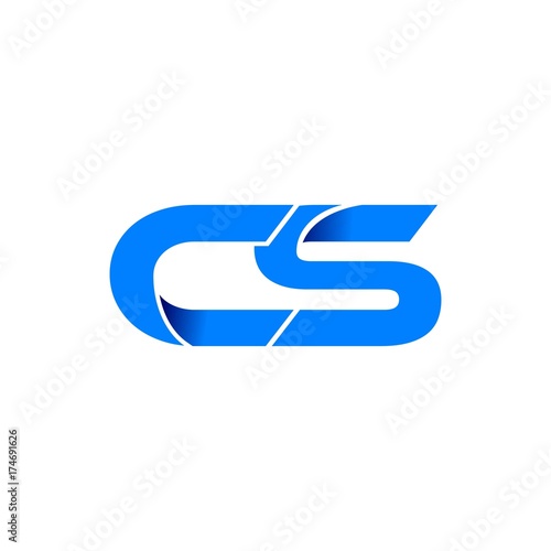 cs logo initial logo vector modern blue fold style