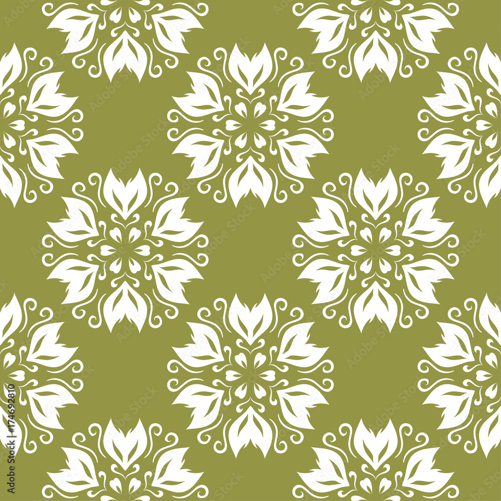 Fototapeta premium Olive green floral seamless pattern