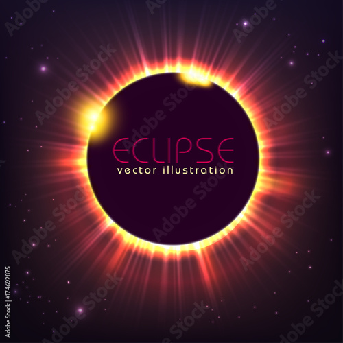 Sun eclipse cosmic vector illustration