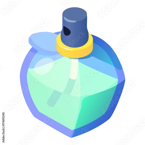 Luxury bottle perfume icon, isometric 3d style