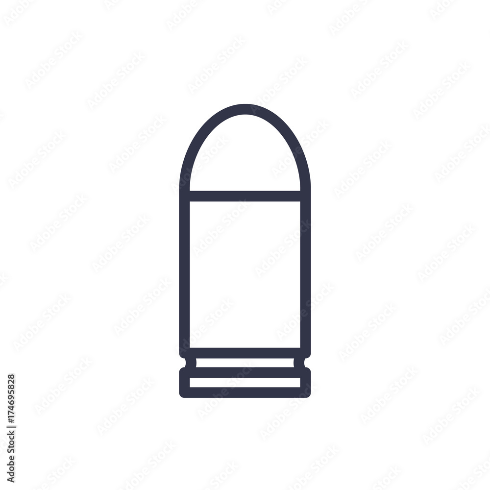 pistol bullet vector line icon on white pistol bullet vector line icon on white