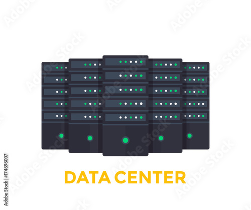 servers, big data center vector illustration