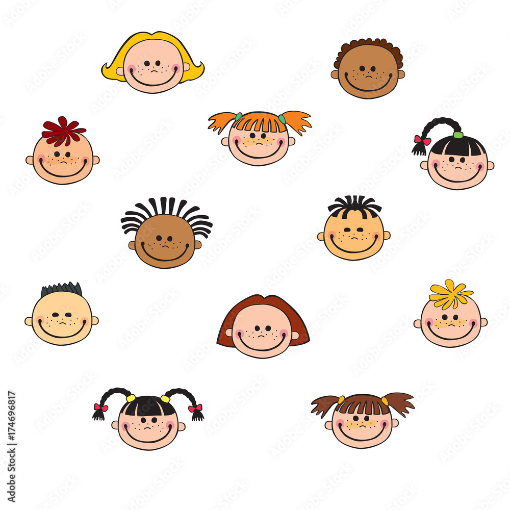 cartoon child face icon