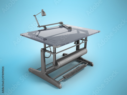 Electronic drawing table for drawing with regulators 3d rendering on a blue background