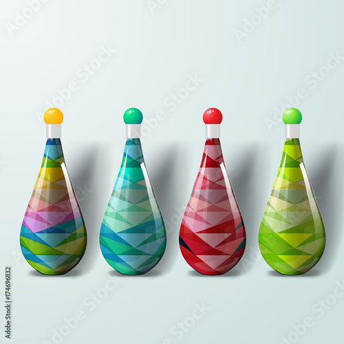 Mockup template for branding and product designs. Isolated realistic plastic bottles with unique geometric design.