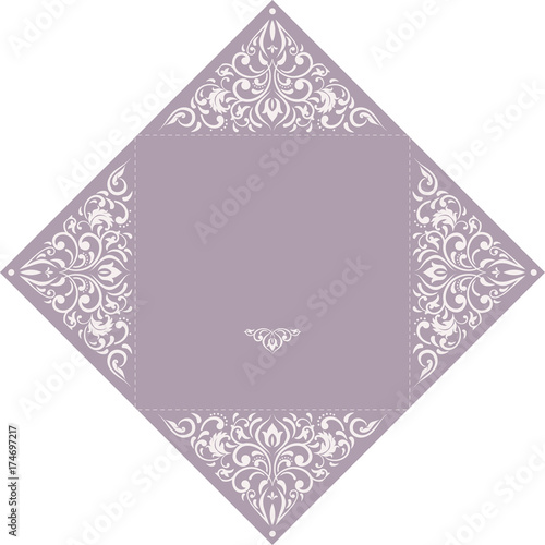 Bild auf Leinwand Set of Wedding Invitation or greeting card in light violet color with lace pattern