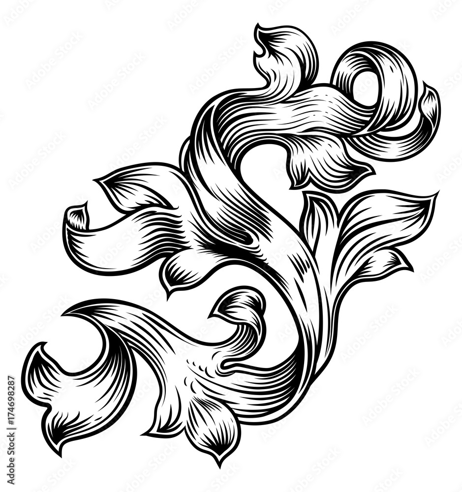 Scroll Floral Filigree Pattern Heraldry Design Scroll Floral Filigree Pattern Heraldry Design