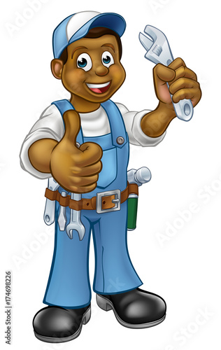 Black Mechanic or Plumber Handyman