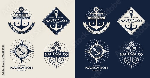 Inspirational themplate of Nautical Style Logo, Emblem Designs. Vintage sea label.