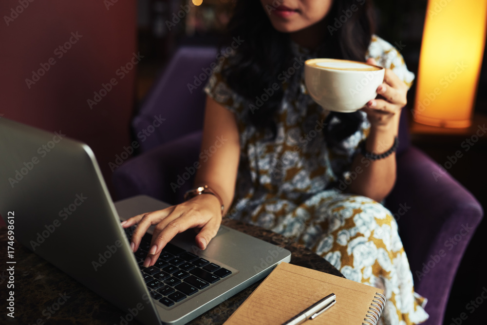 Fototapeta premium Checking information on laptop