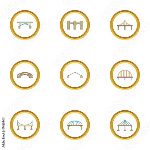 Free Download Bridge icons set, cartoon style - GFXLoad