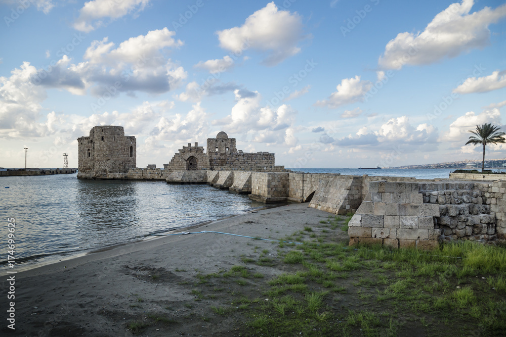 Crusaders Sea Castle at the seacoast of Sidon, Lebanon