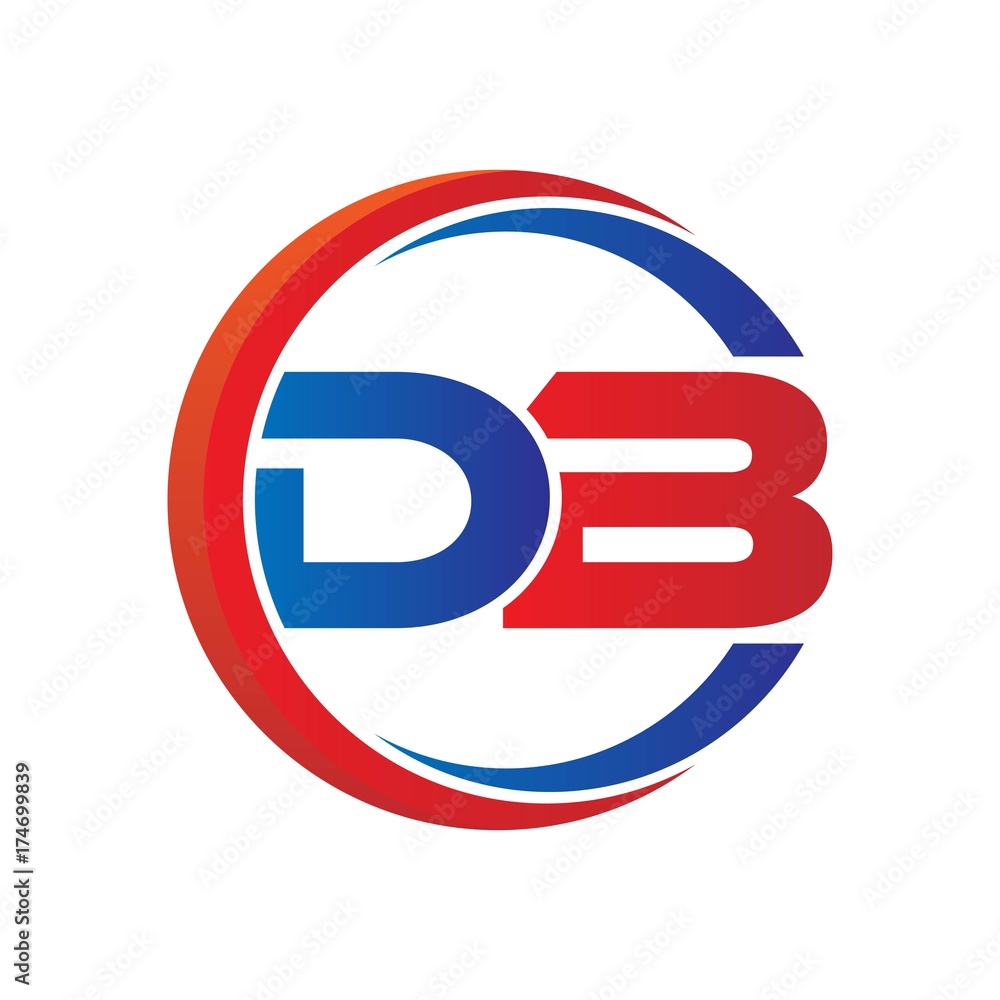 db logo vector modern initial swoosh circle blue and red Stock Vector