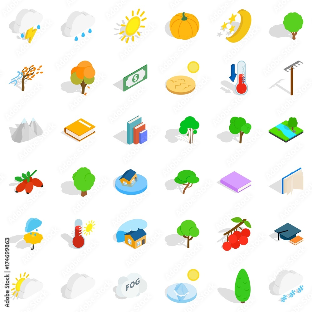 Obraz premium Lightning icons set, isometric style
