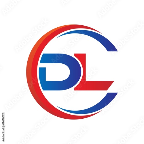 Free Download dl logo vector modern initial swoosh circle blue and red - GFXLoad