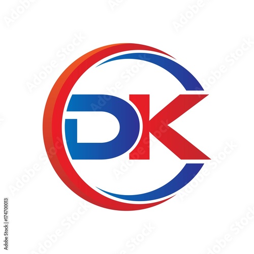 dk logo vector modern initial swoosh circle blue and red