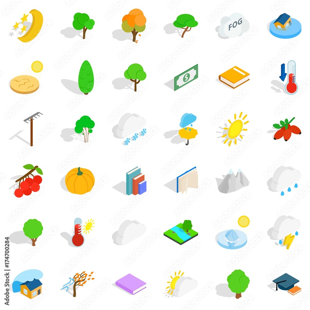 Nature icons set, isometric style