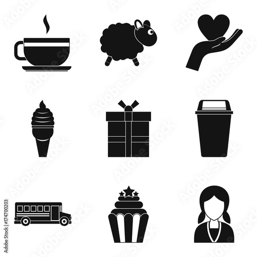Spoiled brat icons set, simple style