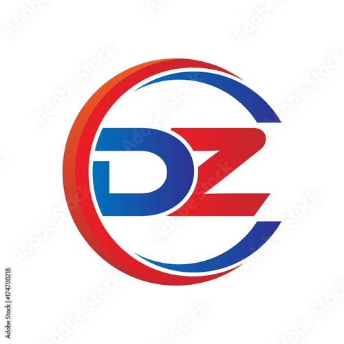 Free Download dz logo vector modern initial swoosh circle blue and red - GFXLoad