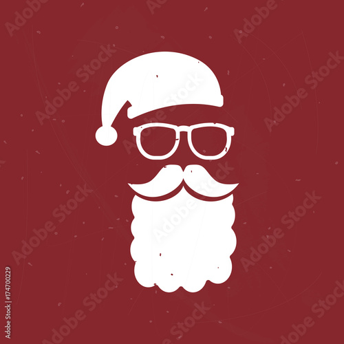 Hipster Weihnachtsmann auf rotem Hintergrund