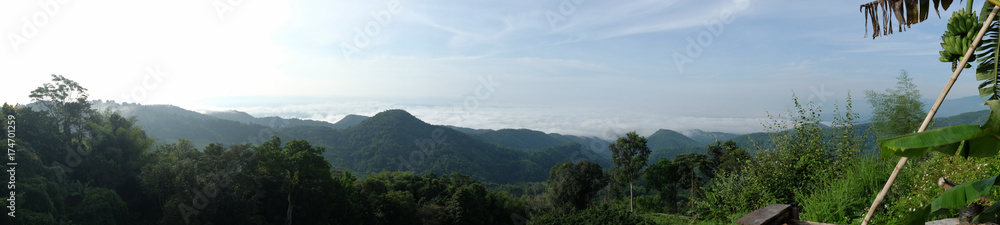 Panorama Landscape view of mountain and Mist.