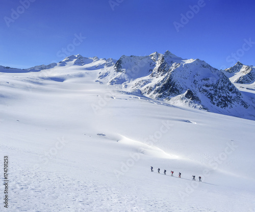 Skitour in den Tiroler Alpen nahe der Wildspitze