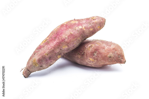 Sweet potatoes. Cooked sweet potatoes on white background