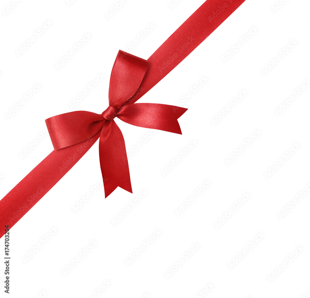 Red ribbon with bow isolated on white background. Red ribbon with bow isolated on white background.