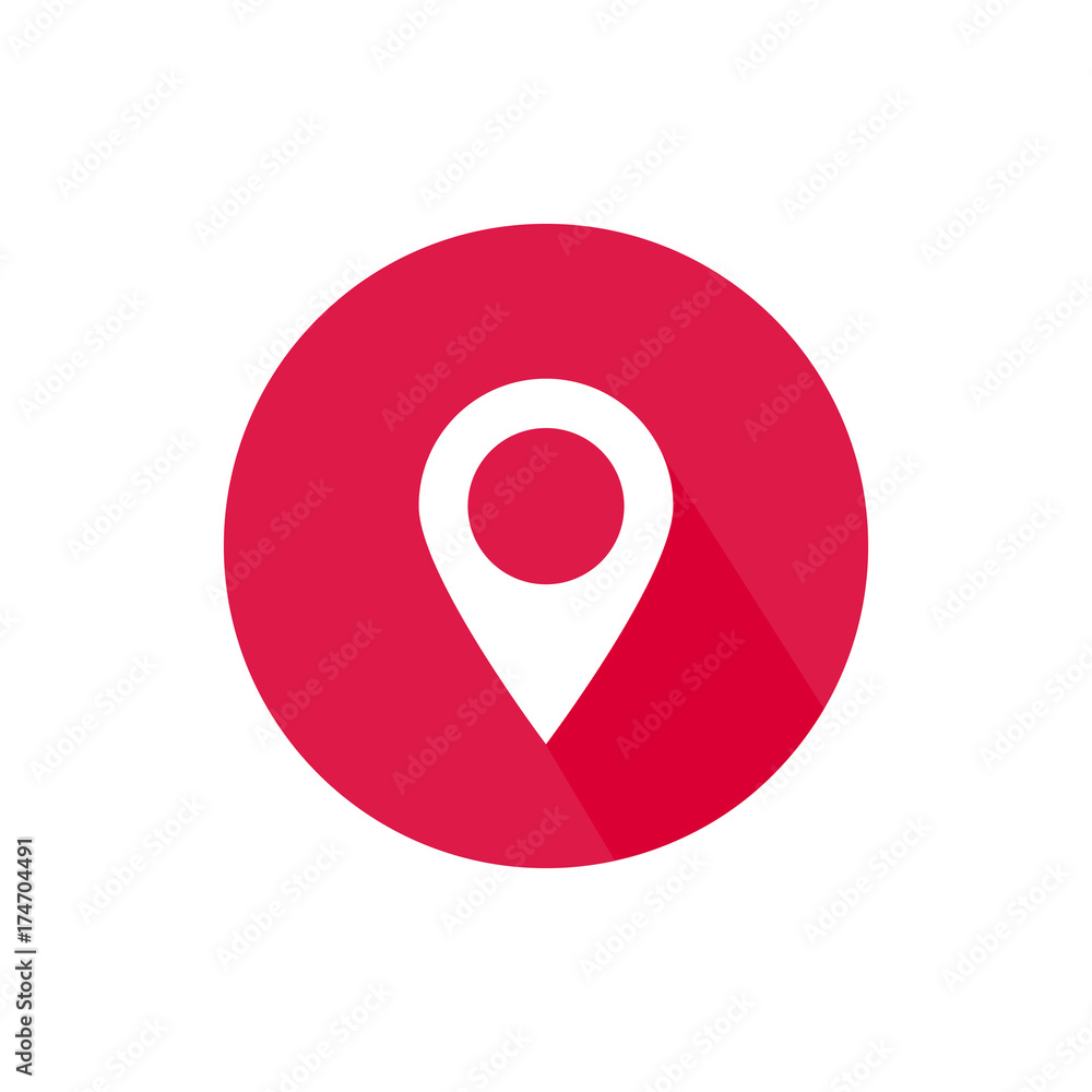Gps pointer location round icon long shadow Gps pointer location round icon long shadow